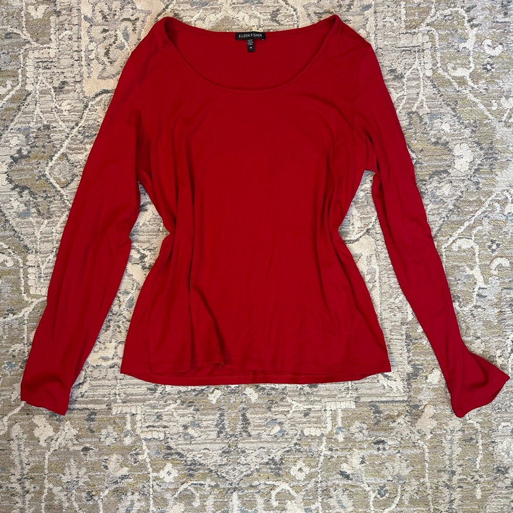 Eileen Fisher Red Long Sleeve Top